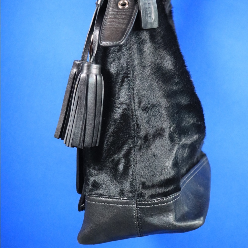 RARE Coach Legacy Black Calf Hair and Leather Duffle Bag Style 21158 - Picture 9 of 14